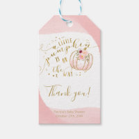 Pink Gold Pumpkin Fall Baby Shower Thank You Gift Tags