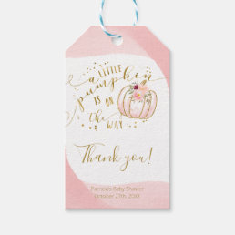 Pink Gold Pumpkin Fall Baby Shower Thank You Gift Tags