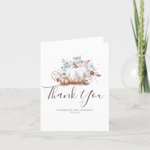 Pink Gold Pumpkins Fall Birthday Thank You Card