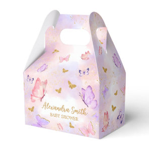 Pink Gold Purple Butterfly Baby Shower Favor Boxes