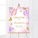 Pink Gold Purple Butterfly Baby Shower Welcome Poster<br><div class="desc">Make your event special with this Butterflies Baby Shower with our cute and lovely printable Welcome Sign featuring adorable Gold Purple Butterfly Baby Shower theme. Download,  personalize,  and create lasting memories with this perfect touch for your joyous celebration!

BS683</div>