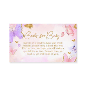 Pink Gold Purple Butterfly Books for Baby Enclosure Card