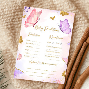 Pink Gold Purple Butterfly Shower Predictions Game