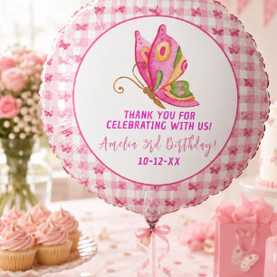 Pink gold purple elegant butterfly girl birthday balloon