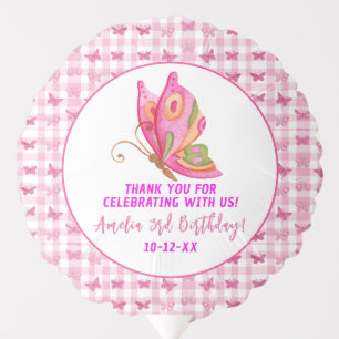 Pink gold purple elegant butterfly girl birthday balloon