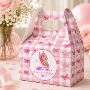 Pink gold purple elegant butterfly girl birthday favor boxes