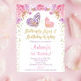 Pink gold purple elegant butterfly girl birthday invitation