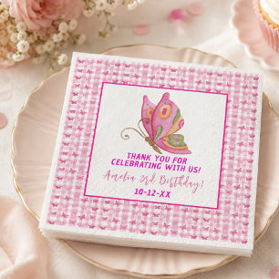 Pink gold purple elegant butterfly girl birthday napkins