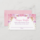 Pink gold purple girl baby shower diaper raffle enclosure card (Front/Back)