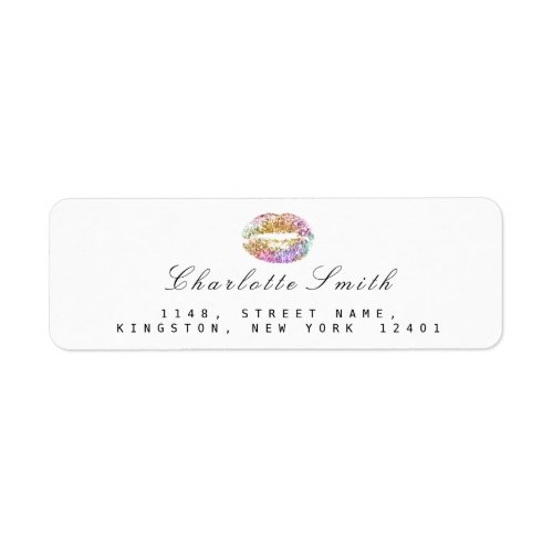 Pink Gold Purple Lips Kiss Makeup White  RSVP Label