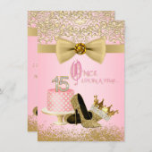 Pink Gold Quinceanera Princess 15th Birthday Invitation (Front/Back)