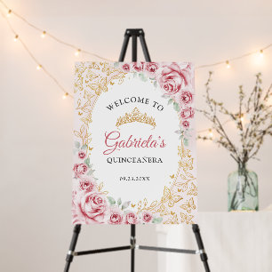 Pink Gold Quinceanera Welcome Foam Board