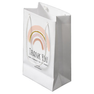 Pink & Gold Rainbow Boho Birthday Thank You Small Gift Bag