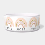 Pink & Gold Rainbow Elegant Boho Bowl<br><div class="desc">Pet bowl with a cute and elegant rainbow illustration. Varying shades of pastel pink and faux gold glitter make up this cute little rainbow design.</div>