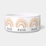 Pink & Gold Rainbow Elegant Boho Bowl<br><div class="desc">Pet bowl with a cute and elegant rainbow illustration. Varying shades of pastel pink and faux gold glitter make up this cute little rainbow design.</div>