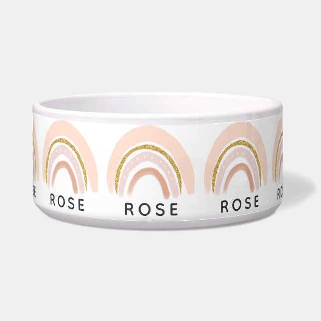 Pink & Gold Rainbow Elegant Boho Bowl (Front)