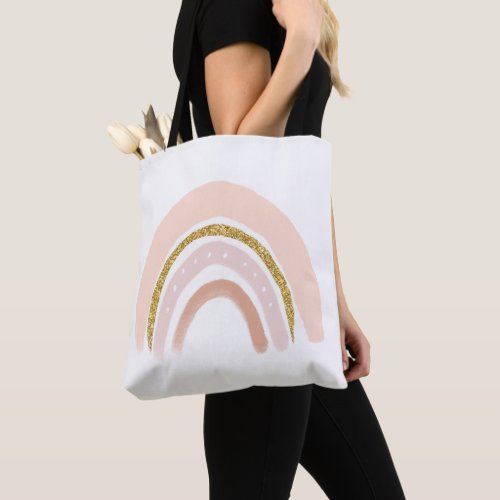 Pink  Gold Rainbow Elegant Boho Tote Bag