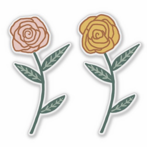 Pink  Gold Roses Set of Sticker