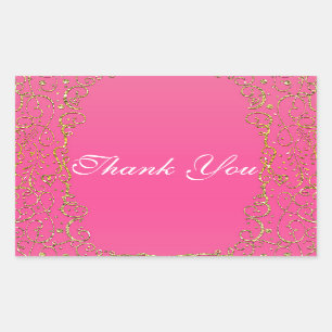 Pink & Gold Royal Castle Fairy Tale Princess Favor Rectangular Sticker