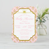 Pink Gold Royal Princess Baby Shower Invitation (Standing Front)