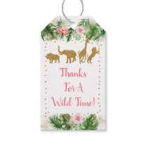 Pink & Gold Safari Wild One First Birthday Gift Tags