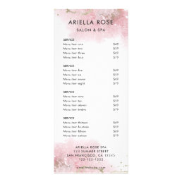 Pink Gold Salon Service Menu Price List Rack Card