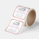 Pink Gold Scented Candle Small Business Square Sticker<br><div class="desc">Elegant square candle labels for your hand-poured scented candles business. Personalize the candle stickers with your logo, the name of the product, its signature scents, the amount, and other important things you want on the label of your candles. The design is framed by a pink frame and a faux gold...</div>