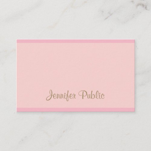 Pink Gold Script Modern Calligraphed Template Business Card