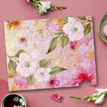 Pink gold script vintage floral watercolor stylish jigsaw puzzle<br><div class="desc">Spend an afternoon challenging your brain with this beautiful, romantic, vintage floral jigsaw puzzle. White, purple, and dark pink watercolor flowers overlay gold script on a gorgeous, soft pink, gold veined background. Makes a thoughtful, unique present for someone special! Comes in a special gift box. You can easily personalize this...</div>