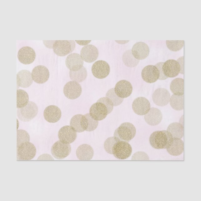 Pink & Gold Shimmer Glitter Dots Tissue Paper (Front)