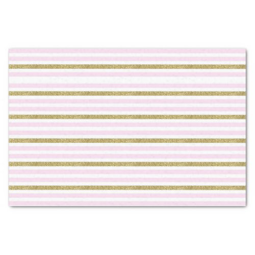 Pink  Gold Shimmer Glitter Stripes Stripe Tissue Paper