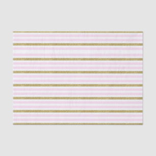 Pink & Gold Shimmer Glitter Stripes Stripe Tissue Paper