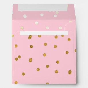 Pink & Gold Shiny Confetti Dots Chic Modern Envelope