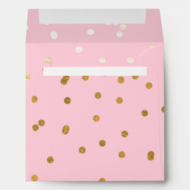 Pink & Gold Shiny Confetti Dots Chic Modern Envelope (Back (Bottom))