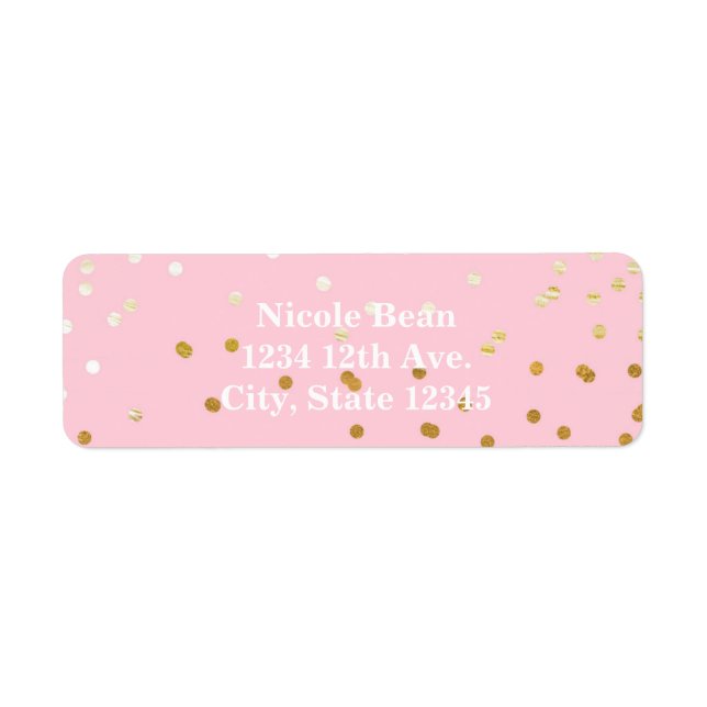 Pink & Gold Shiny Confetti Dots Chic Modern Label (Front)
