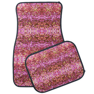 Pink gold silver sparkling glittery pattern car floor mat