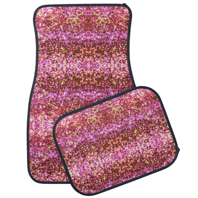 Pink gold silver sparkling glittery pattern  car floor mat (Set)