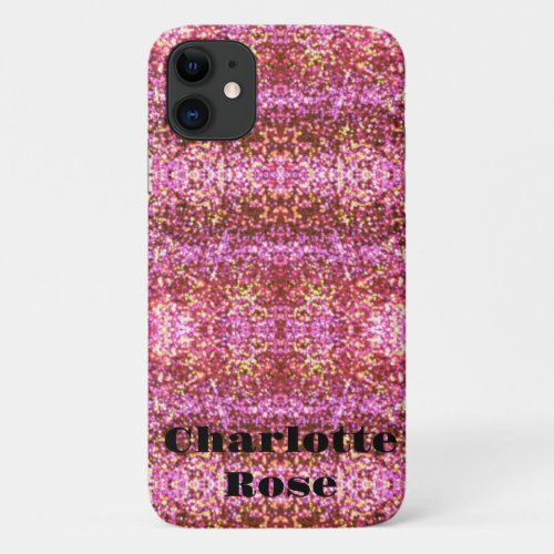 Pink gold silver sparkling glittery pattern   iPhone 11 case