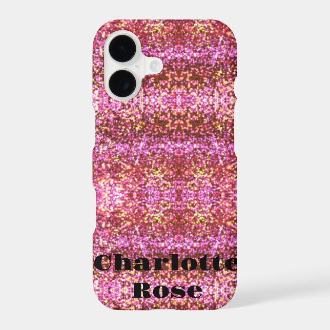 Pink gold silver sparkling glittery pattern   iphone case (Back)