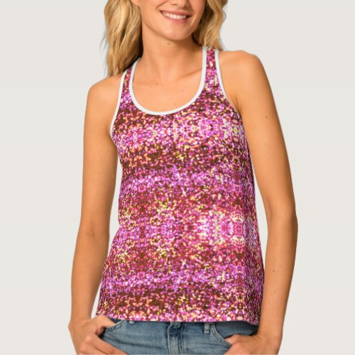 Pink gold silver sparkling glittery pattern  tank top