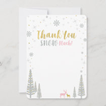 Pink, Gold & Silver Winter wonderland Thank you Note Card