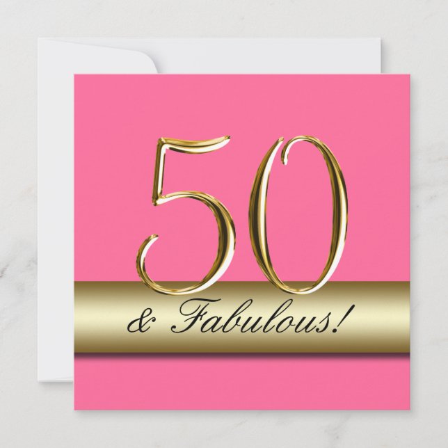 Pink Gold Simple 50th Birthday Party Invitation (Front)