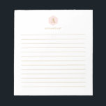 Pink & Gold Simple Modern Monogram Personalized Notepad<br><div class="desc">This modern personal notepad features a simple monogram with a geometric frame. Personalize the text with your name or any text. This notepad can be a perfect gift for a teacher,  friends,  or yourself. More stationery designs are available at my shop BaraBomStudio</div>