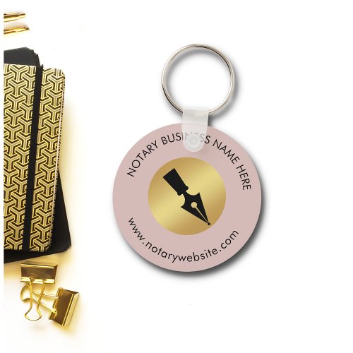 Pink  Gold Simple Promotional Notary Logo Branded Keychain