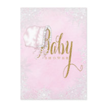 Pink Gold Snowflake Baby Girl Shower Invitation
