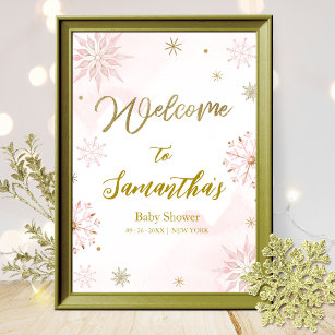 Pink And Gold Baby Shower Welcome Sign – WORDS & CONFETTI