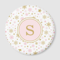 Pink Gold Snowflake Winter Onederland Party Favors Magnet