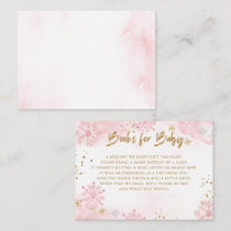 Pink Gold Snowflakes Baby Shower Book Request  Enclosure Card