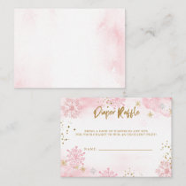 Pink Gold Snowflakes Baby Shower Diaper Raffle Enclosure Card