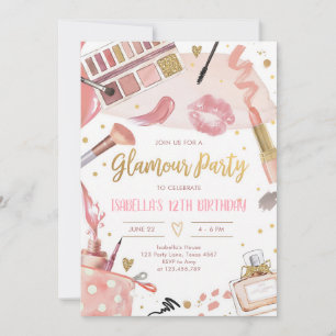 Pink Gold Spa Glam Girl Birthday Invitation